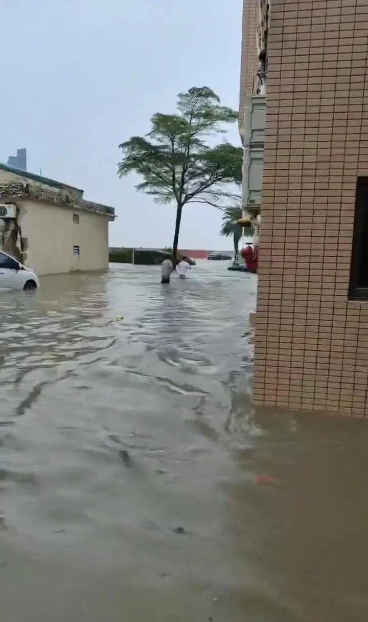 广东阳江一小镇遭海水倒灌,小区被淹一片汪洋,当地:天文大潮叠加台风“麦德姆”所致